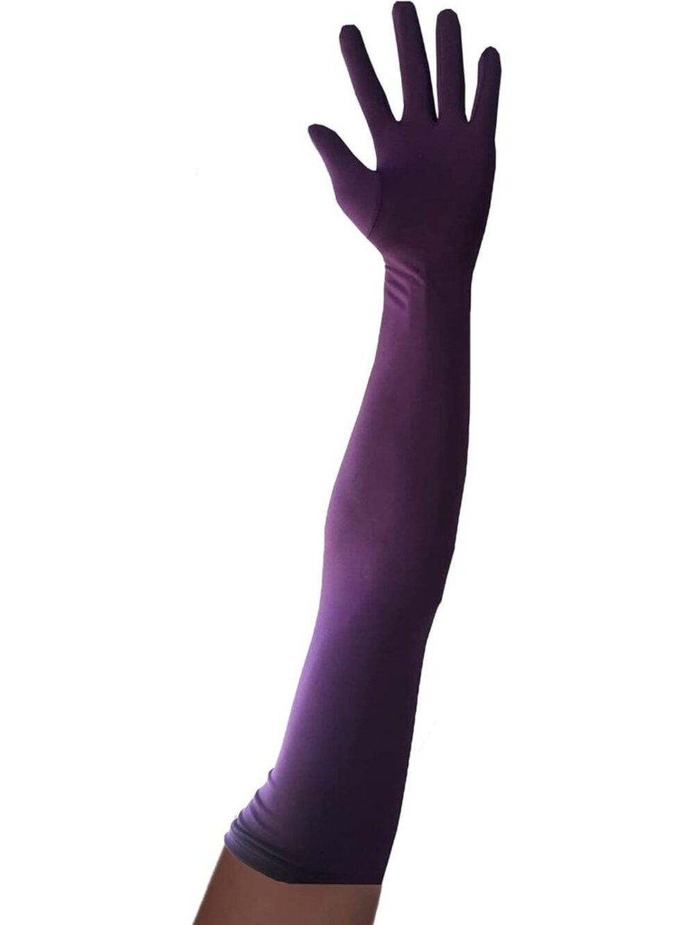 Women's Purple Stretchable Arm Sleek Cosplay Costume Elbow Length Spandex Gloves
